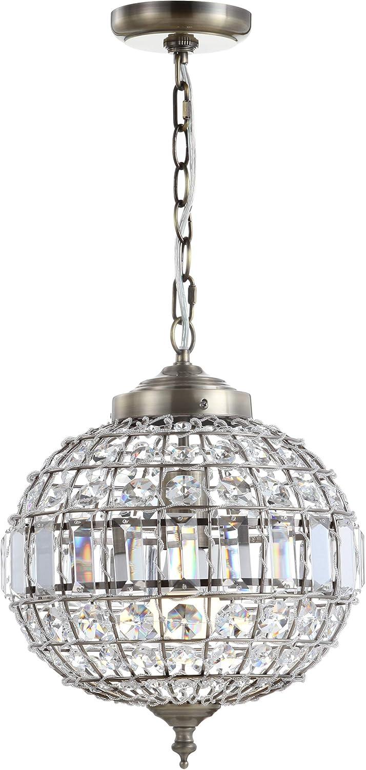 Georgina Antique Brass 12" Crystal Globe LED Pendant