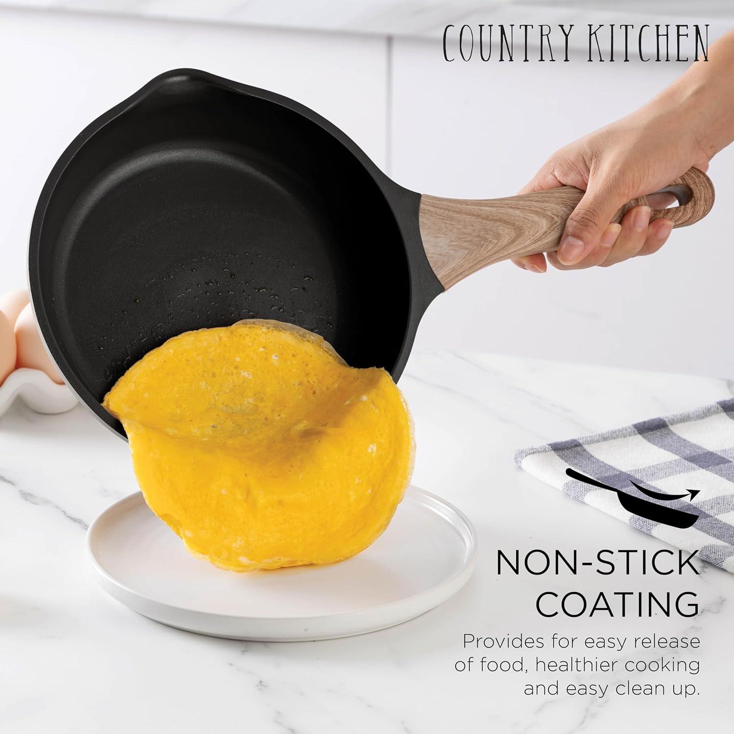 14-Piece Gray Nonstick Cast Aluminum Cookware Set with Bakelite Handles