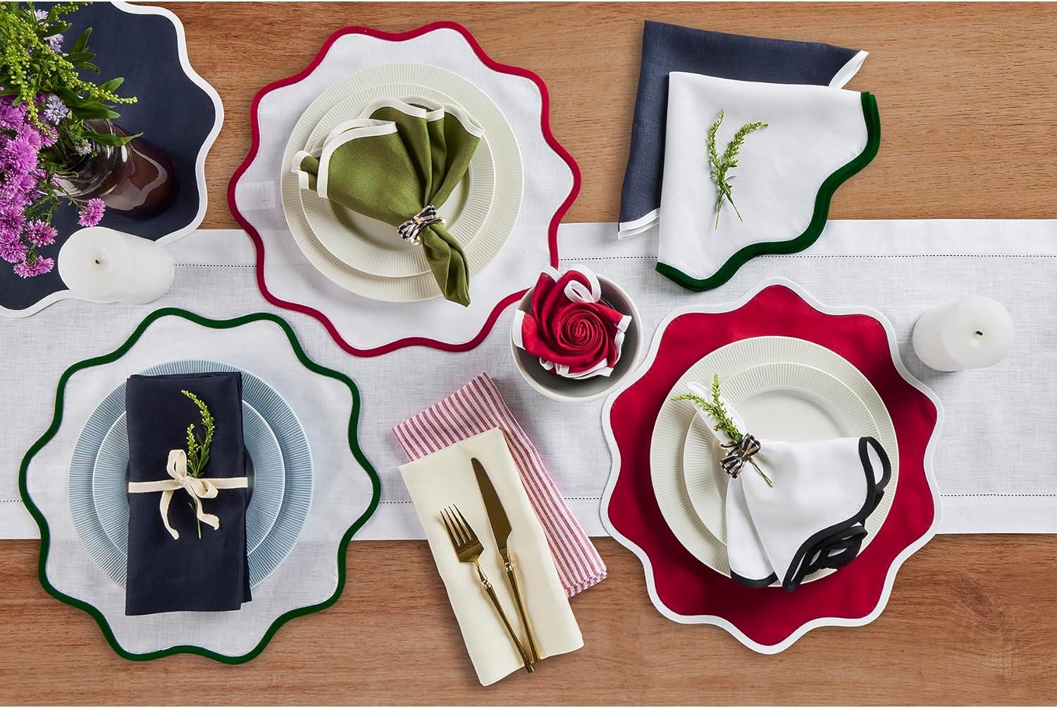 Solino Home Narrow Stripe - 100% Pure Linen Dinner Napkins (Set of 4)