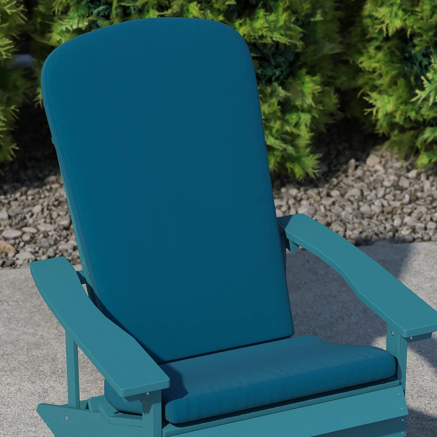 Flash Furniture Charlestown Set of 2 All Weather Indoor/Outdoor High Back Adirondack Chair Cushions, Patio Furniture Replacement Cushions - Teal