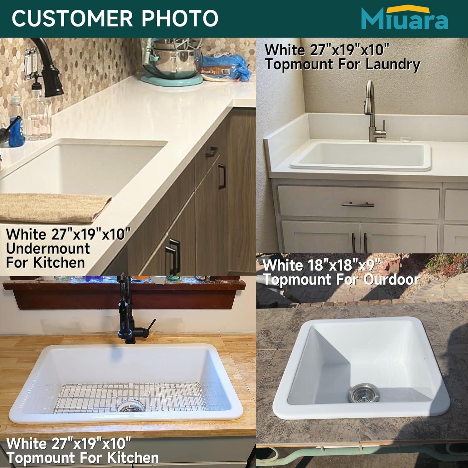 18 Inch Glossy White Fireclay Single Bowl Bar Sink