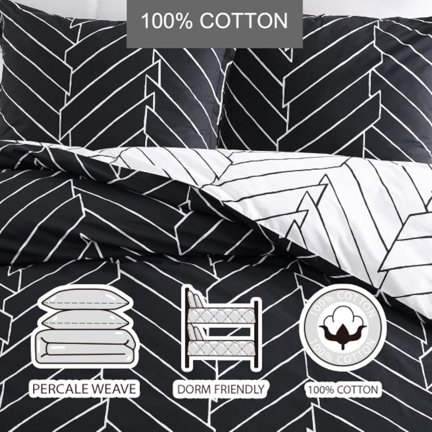 City Scene Ceres Black Standard Cotton 150 TC Reversible Duvet Cover Set
