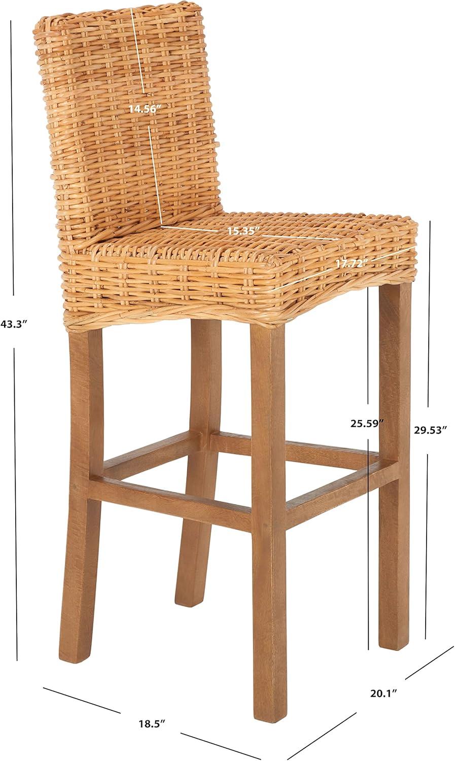 Tobie Rattan Bar Stool - BST6500 - Natural/Golden Brown - Safavieh