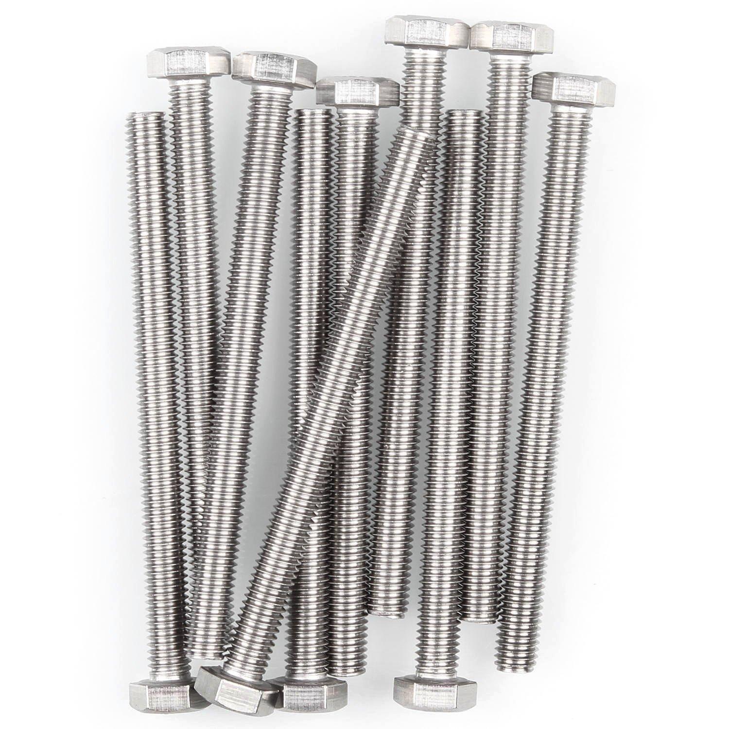 10PCS M8 Stainless Steel Fully Threaded Hex Head Bolts