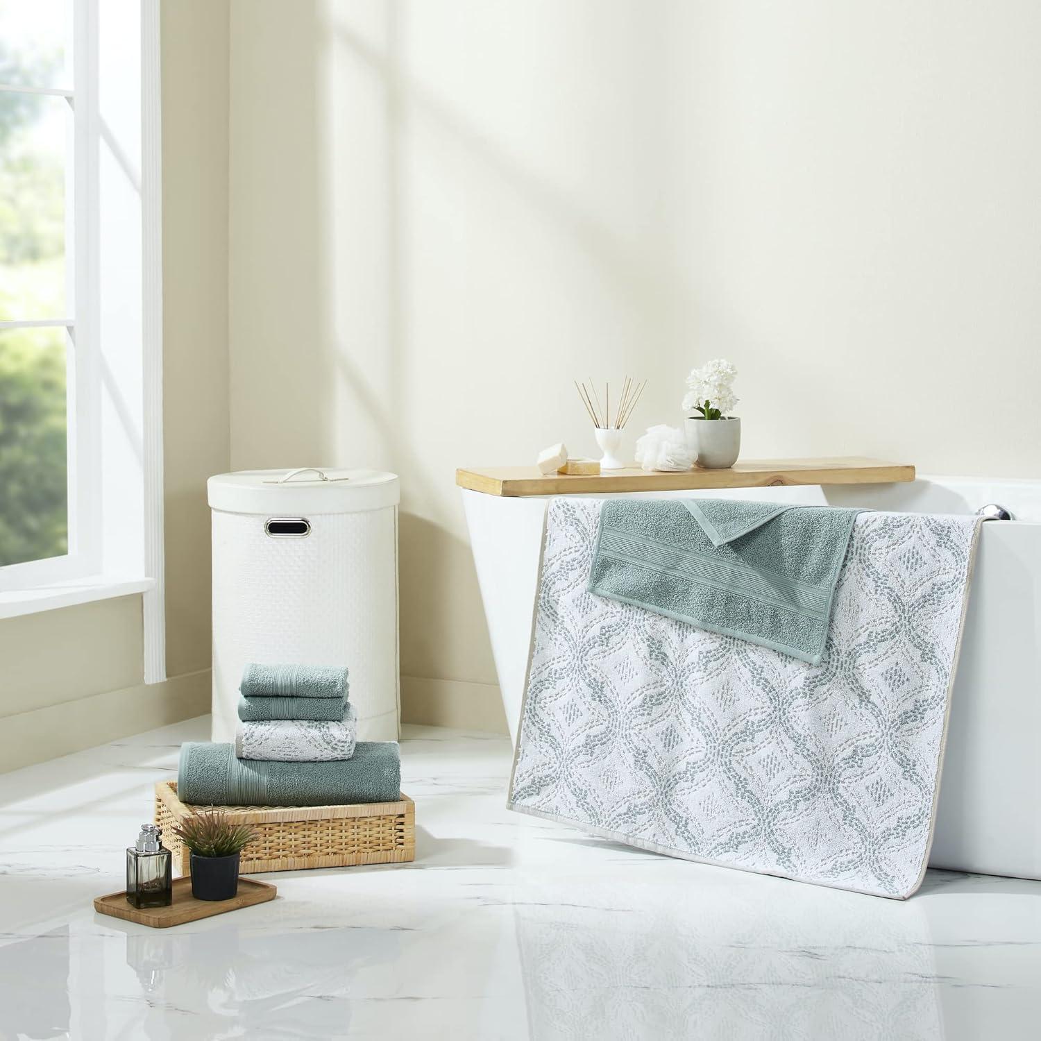 Modern Threads Modern Threads Capri 6-Piece Reversible Yarn Dyed Jacquard Towel Set - Bath Towels, Hand Towels, & Washcloths - Super Absorbent & Quick Dry