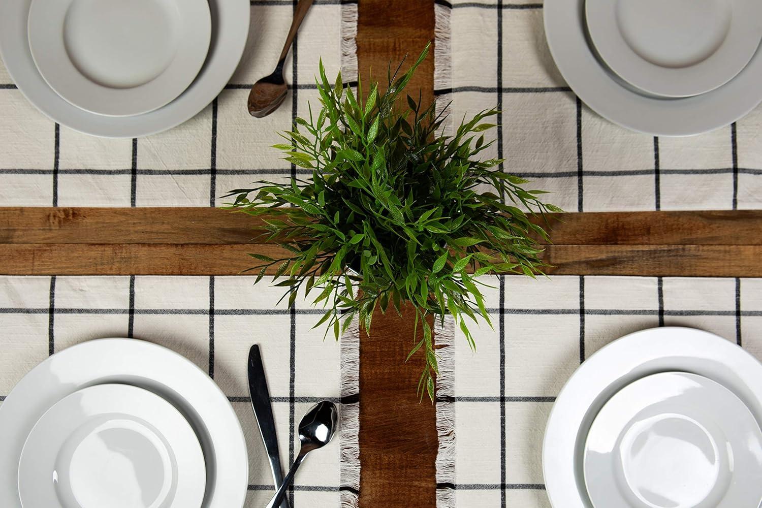 Sticky Toffee Placemats Set of 4, Woven Cotton Cloth Placemat Set, 14x19 in, Cream Farmhouse Plaid Place Mats for Kitchen or Dining Table