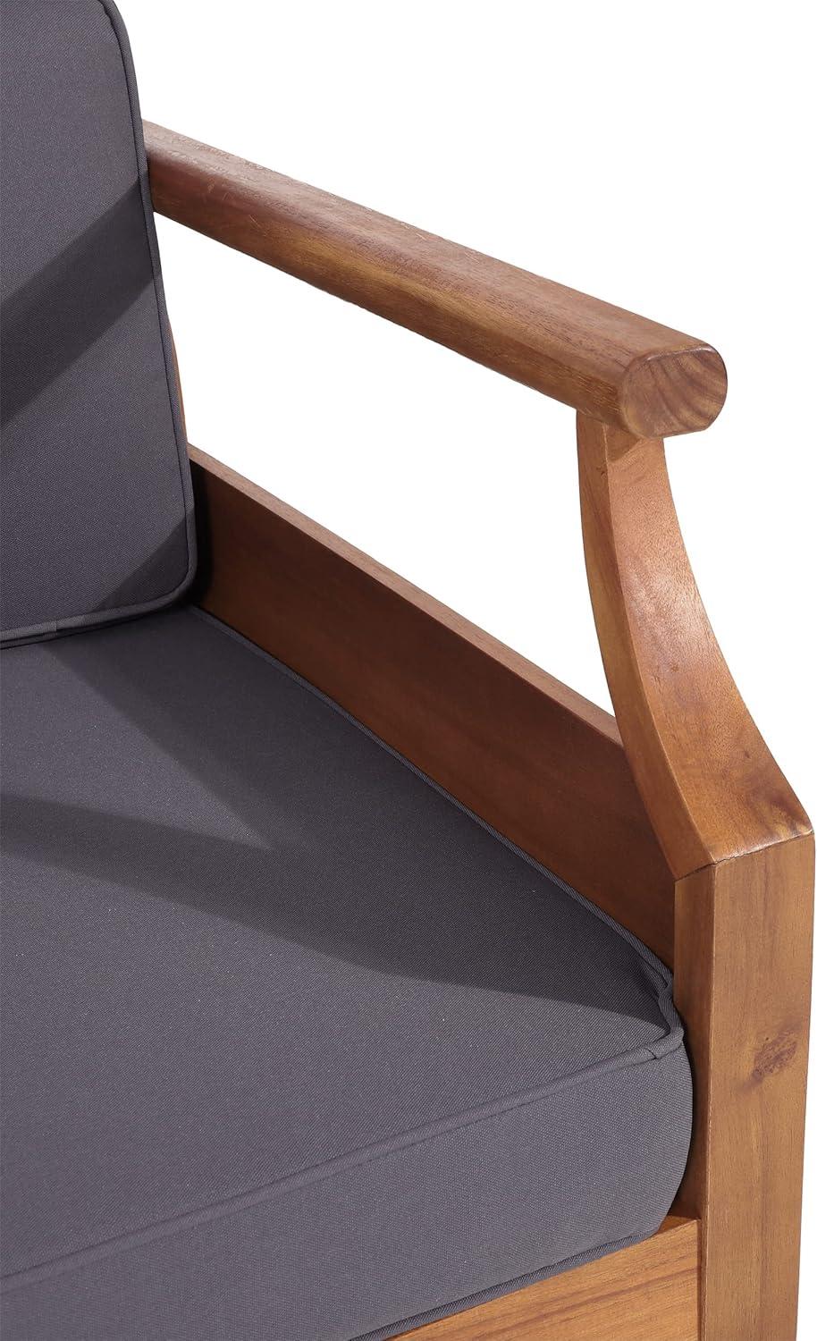 Aston Outdoor Mid-Century Modern Acacia Wood Sofa with Water-Resistant Cushions - Christopher Knight Home