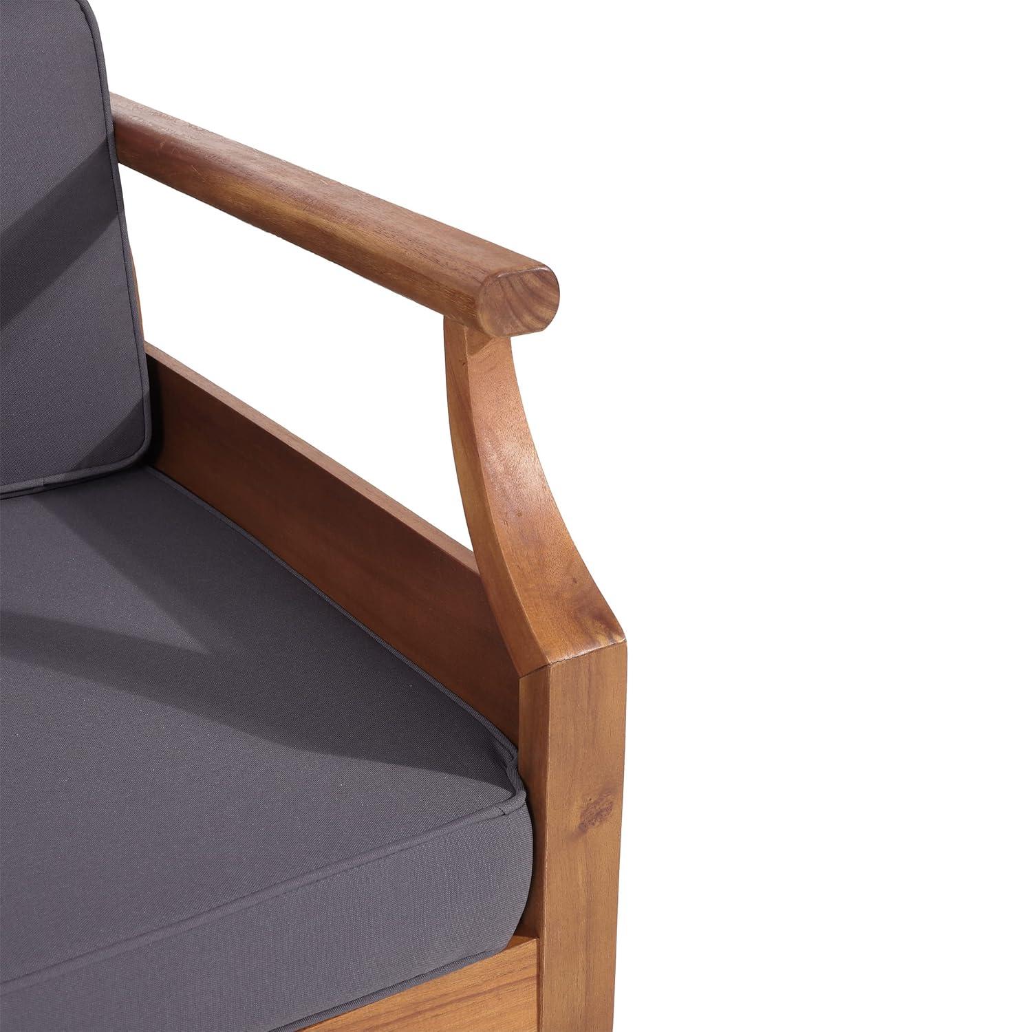 Aston Outdoor Mid-Century Modern Acacia Wood Sofa with Water-Resistant Cushions - Christopher Knight Home