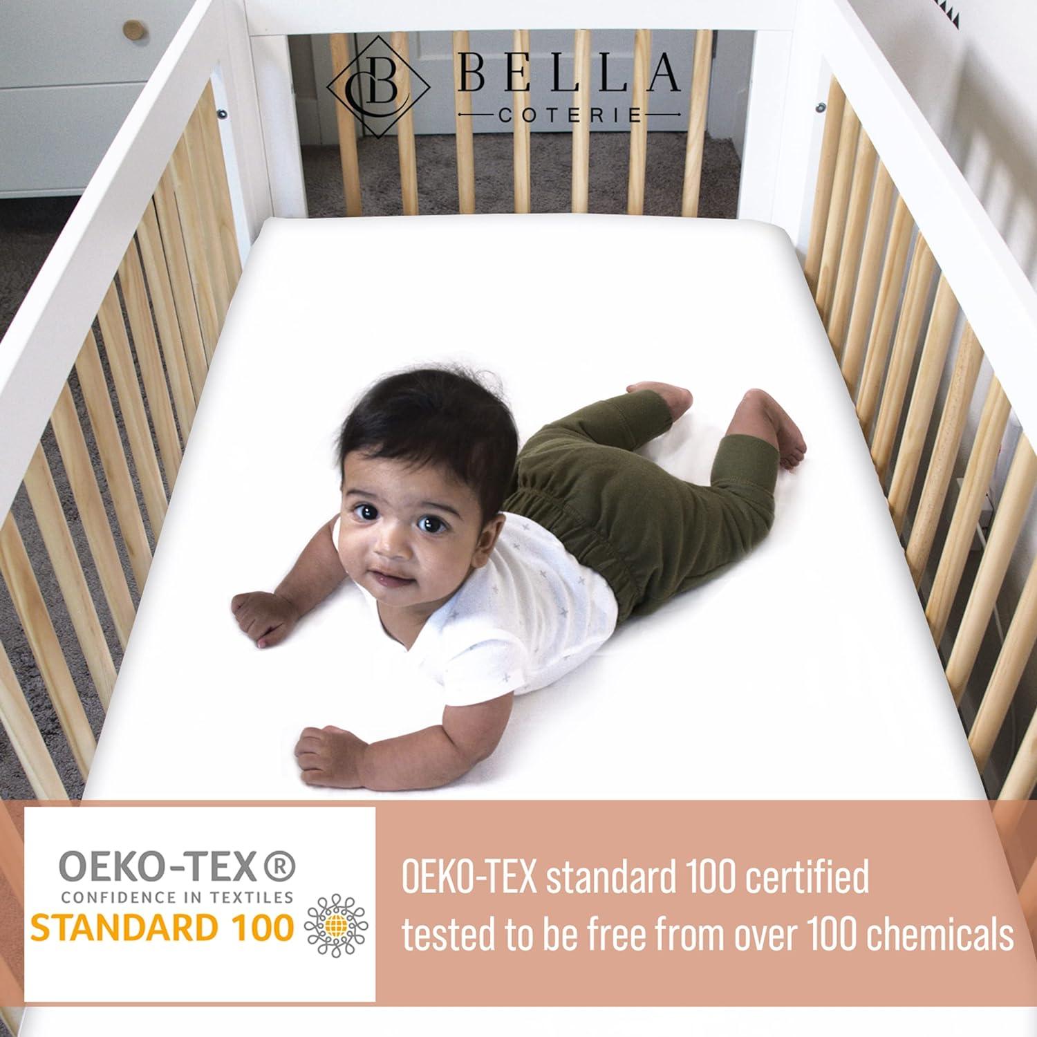 Bella Coterie Luxury Bamboo Crib Sheet | Organically Grown | Ultra Soft | Cooling for Better Sleep | Deep Pocket Fitted Sheet for Crib & Toddler Mattress | Viscose Made from Bamboo [Champagne]