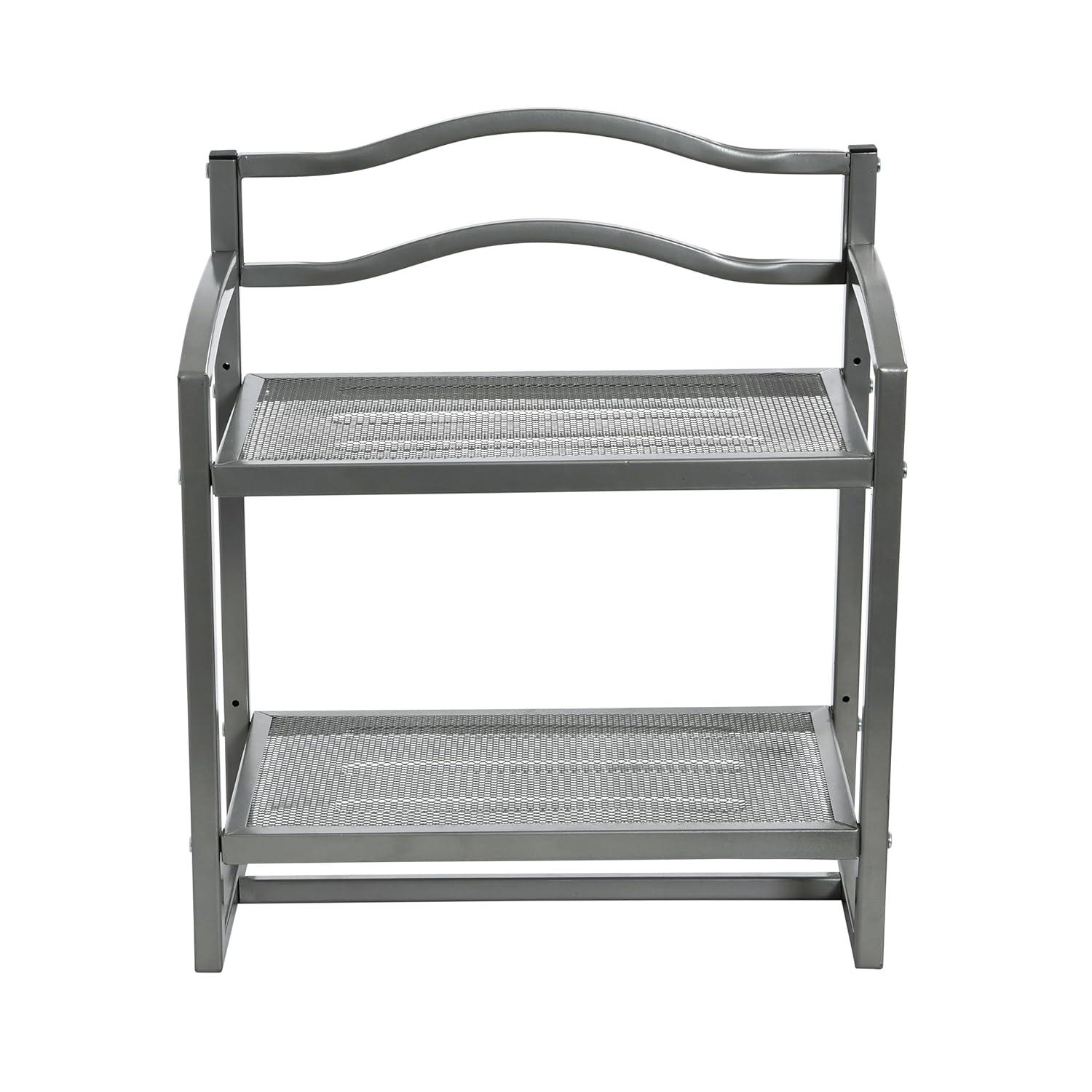 Household Essentials 2 Tier Metal Wall Mount Bathroom Storage Rack Silver
