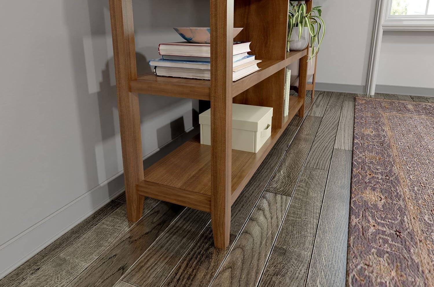 New Ridge Home Goods 2-tier Low Traditional Wooden Bookcase in Walnut