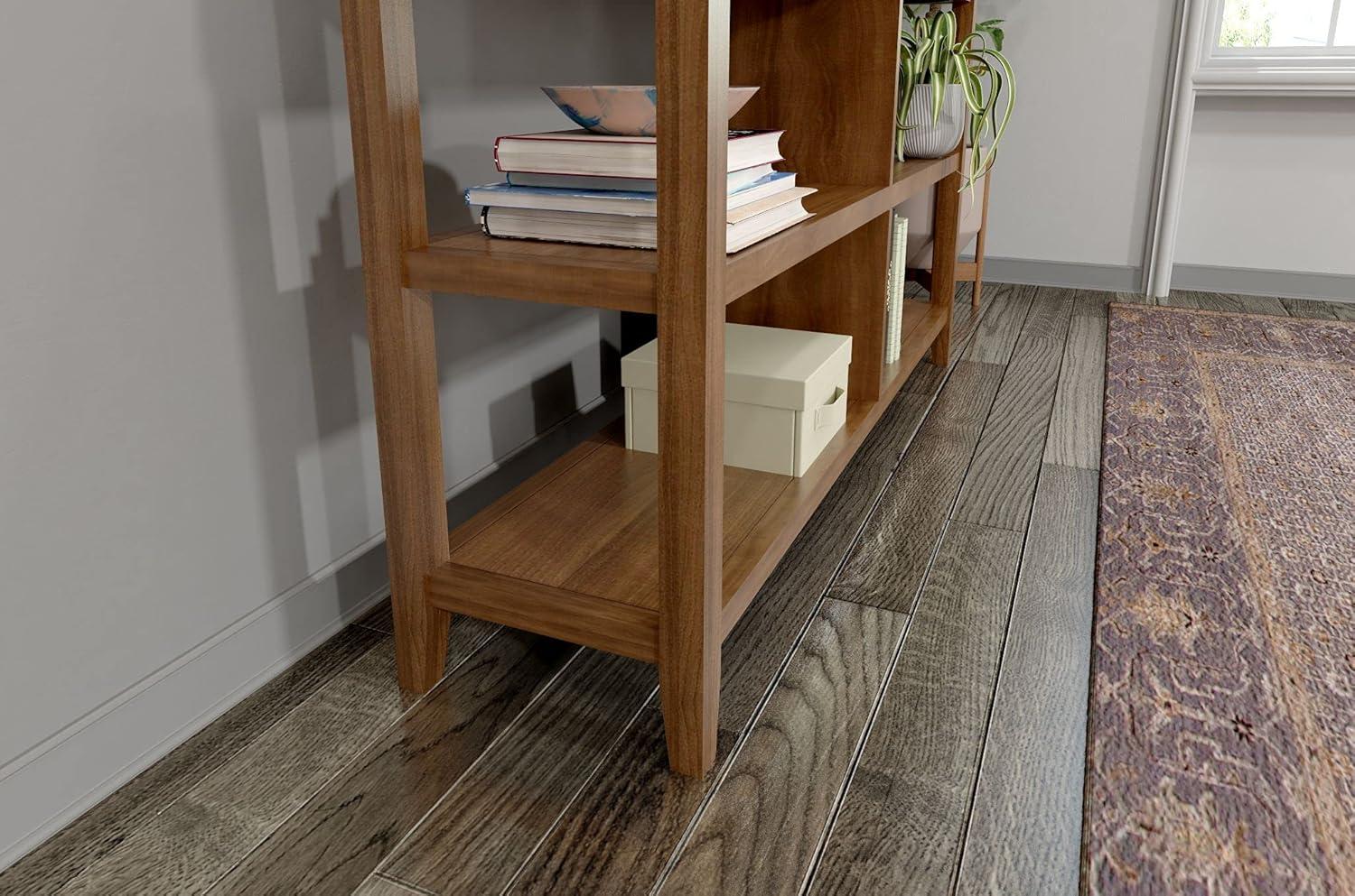 HomeRoots Brown Solid Wood Double Bookcase