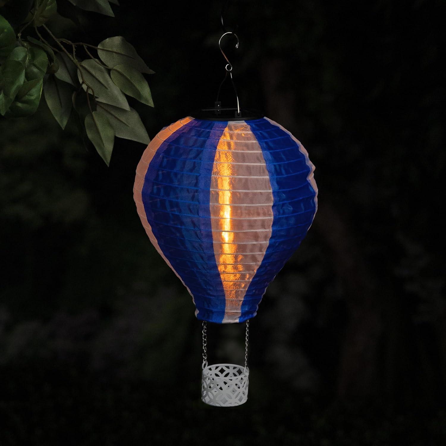 13"H Solar Hot Air Balloon with Flame LED Lights