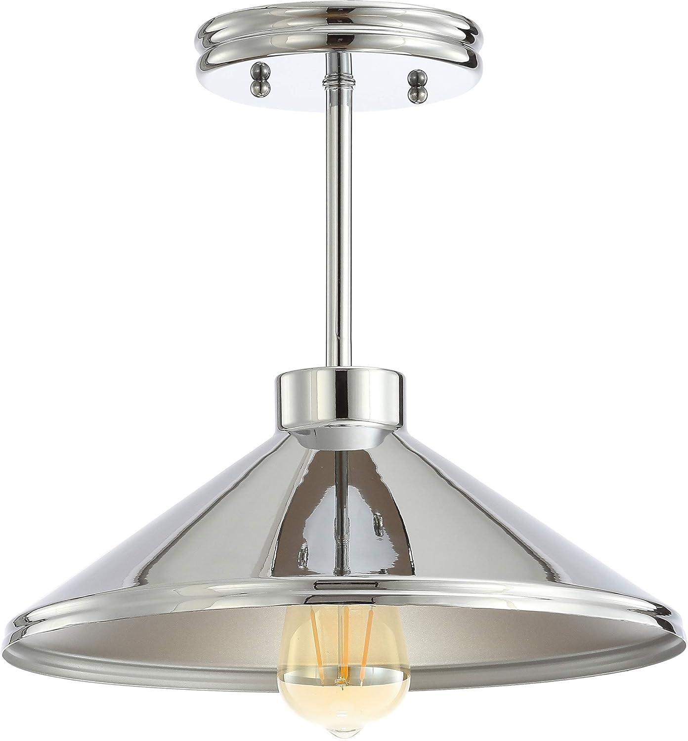 Cisco 11.75" Iron Modern Farmhouse LED Semi Flush Mount, Chrome