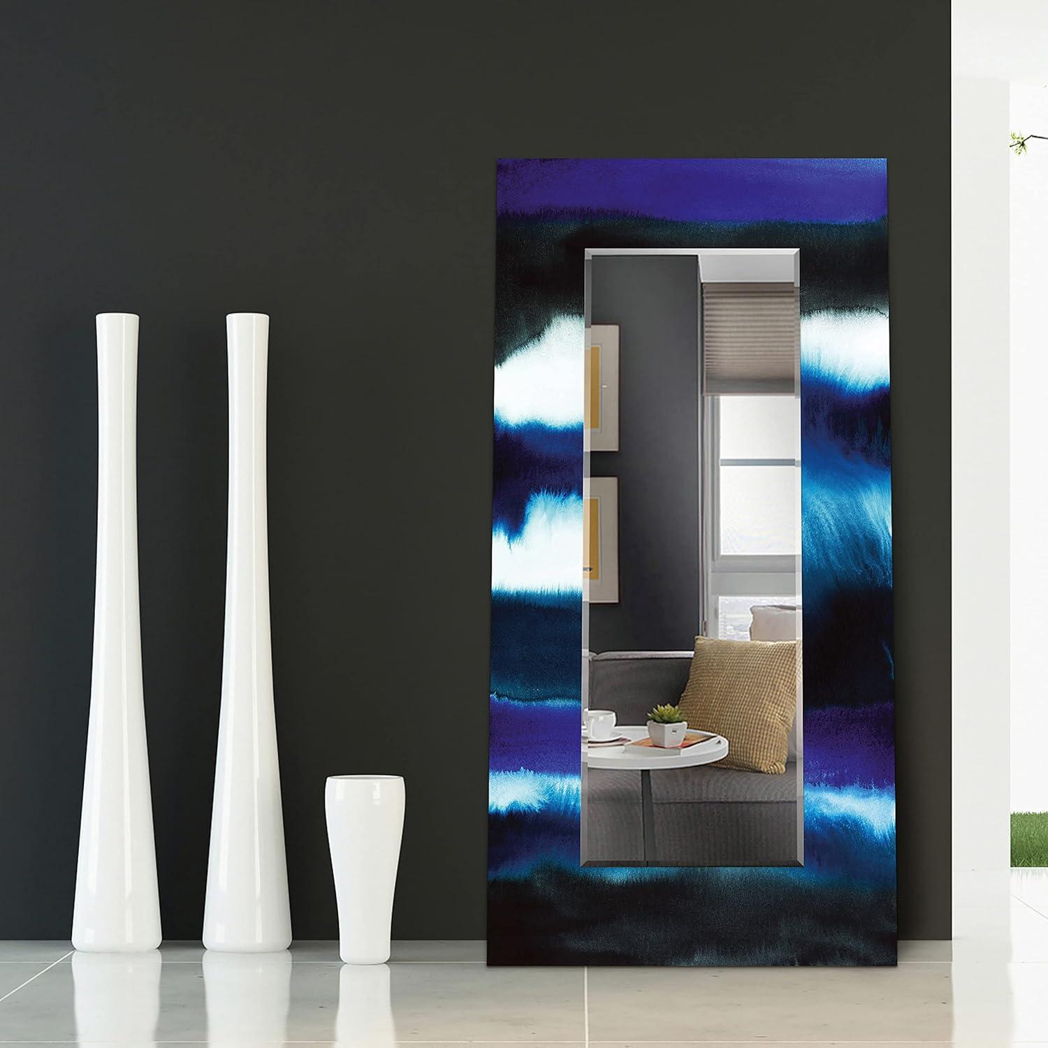 Empire Art Direct Run Off II Rectangular Beveled Mirror on Free Floating Reverse Printed Tempered Art Glass, 72" x 36" x 0.4", Ready to Hang