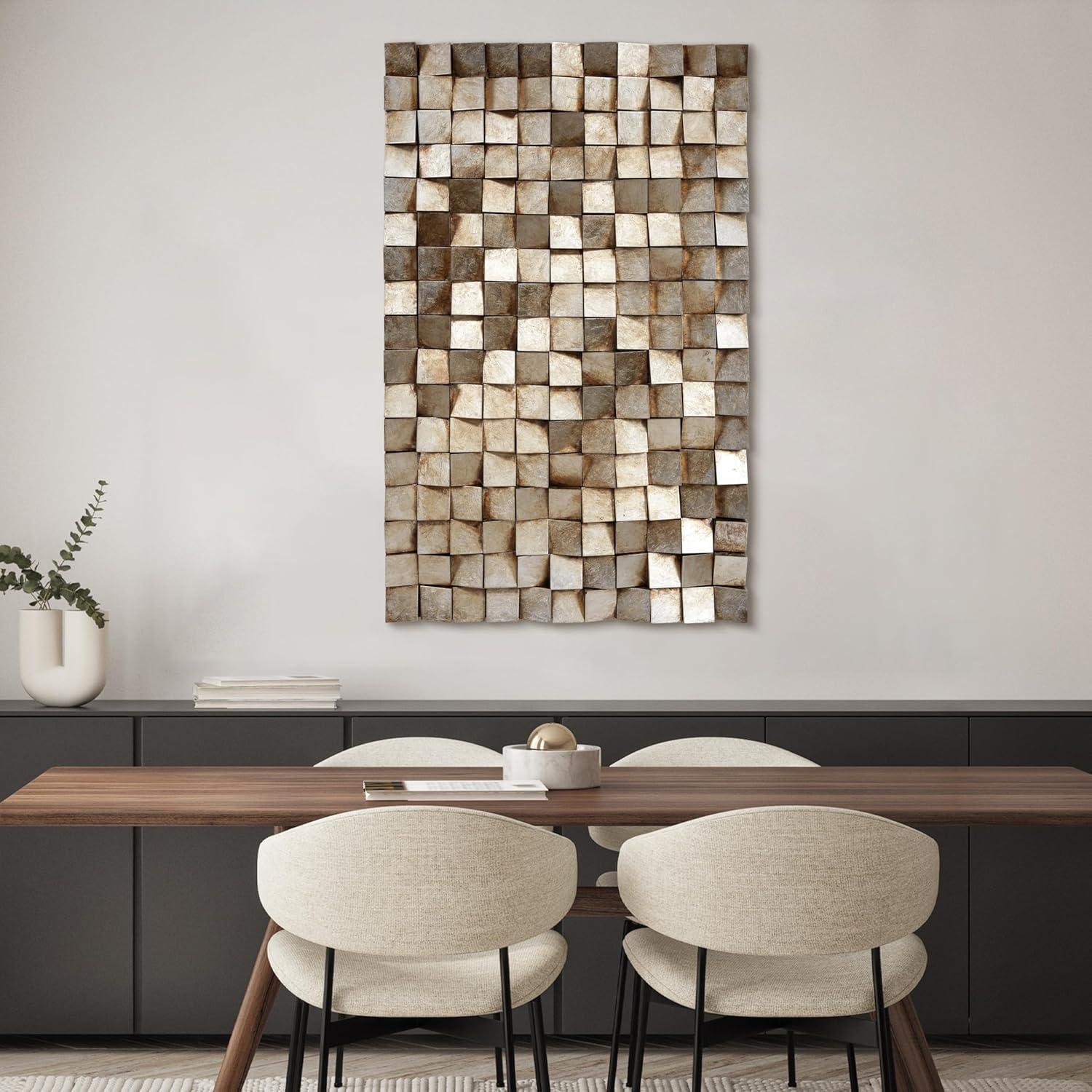 Empire Art Direct Textured 1 Metallic Hand Painted 3D Rugged Wooden Blocks Wall Art, 48" x 30"