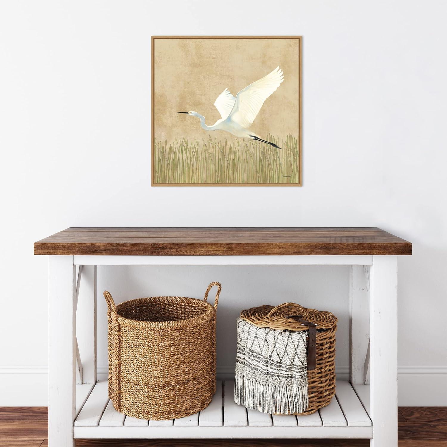 22" x 22" Egret Alighting II by Kathrine Lovell: Amanti Art Canvas with Polystyrene Frame