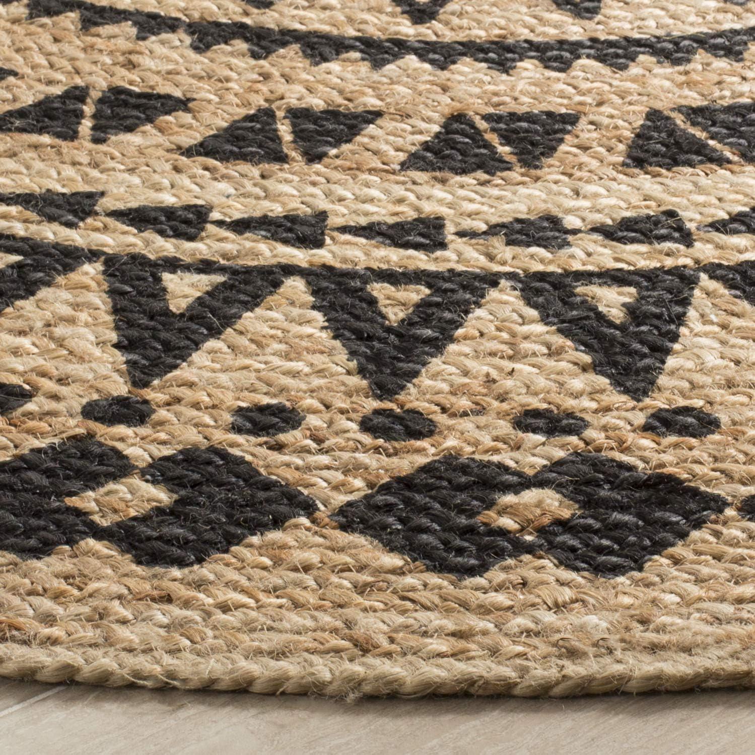 Natural Fiber NF802 Hand Woven Indoor Area Rug - Black/Natural - 7' Round - Safavieh