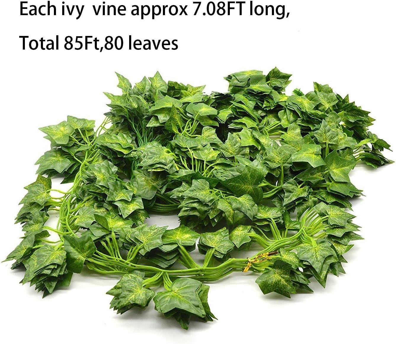 Beebel Ivy Garland 85Ft 12 Strands Artificial Fake Ivy Leaves Greenery Leaves Hanging Vines Plant Leaves Garland Home Garden Poison Ivy Costume