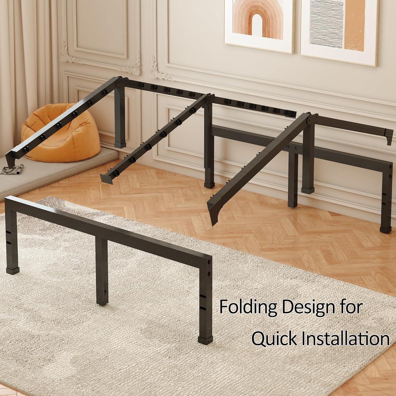 FUIOBYVV King Bed Frames, 16 Inch Heavy Duty Metal Platform Bed Frame King Size Support Up to 3500 lbs, No Box Spring Needed/No Shaking/Steel Slat Support/Noise Free/Easy Assembly