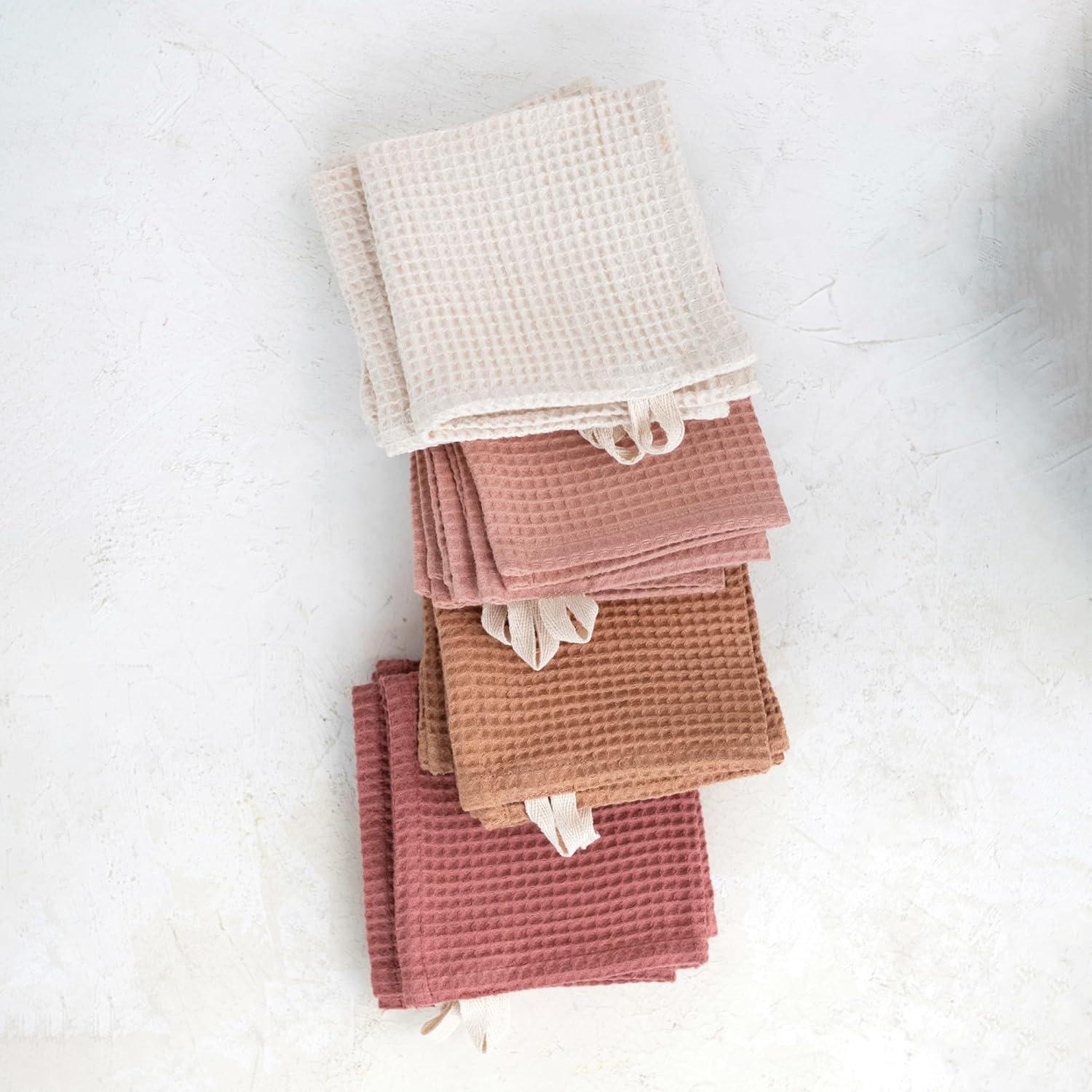 Multicolor Cotton and Linen Waffle Dish Cloth Set