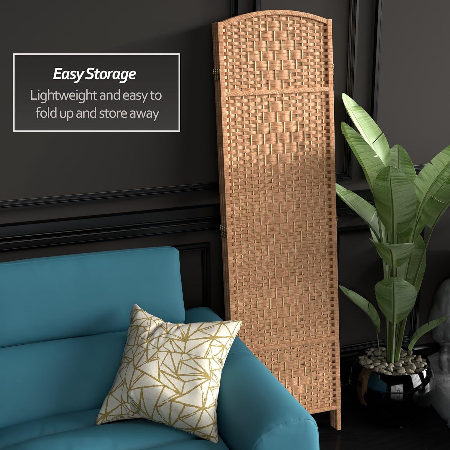 Oriental Furniture 6 ft. Tall Diamond Weave Room Divider - Natural - 3 Panel