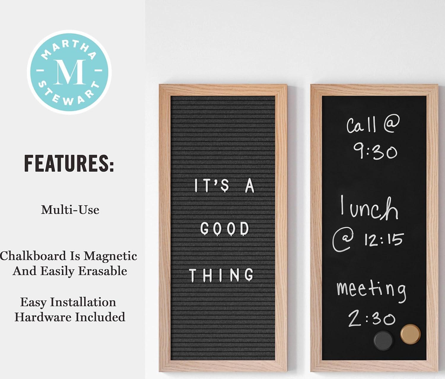 Martha Stewart Thomas Martha Stewart Cork Board, Chalk Board, Letter Board Set with Included Push Pins, Magnets, Liquid Chalk