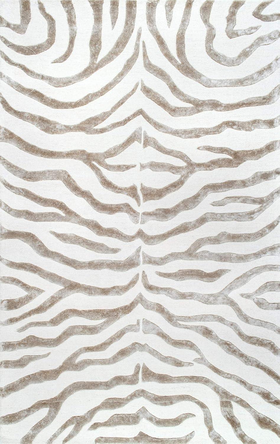 Hand Tufted Chic Zebra Print Gray Wool-Viscose 2x3 Accent Rug