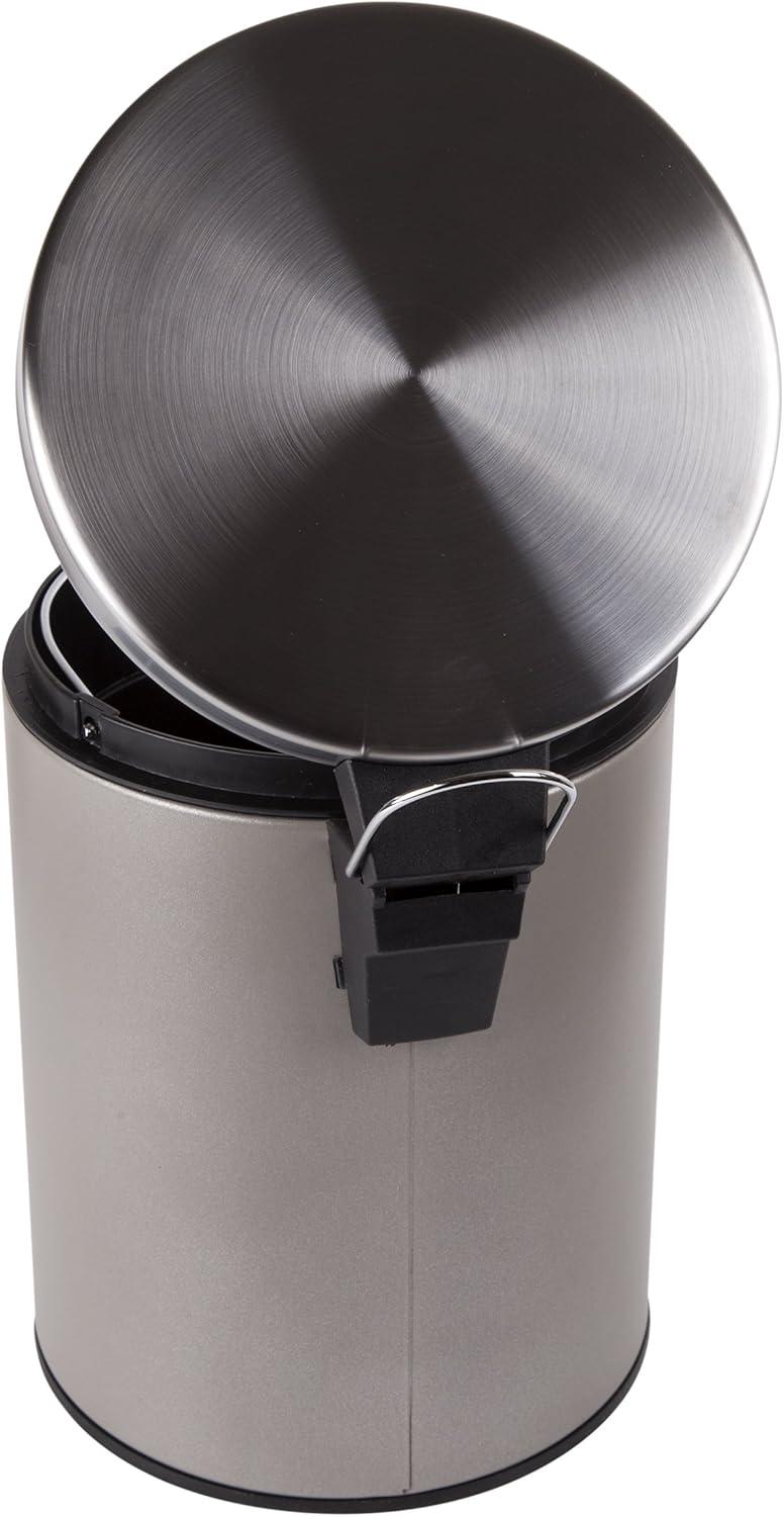 Creative Home 5 Liter Stainless Steel Round Step Trash Can, Silver