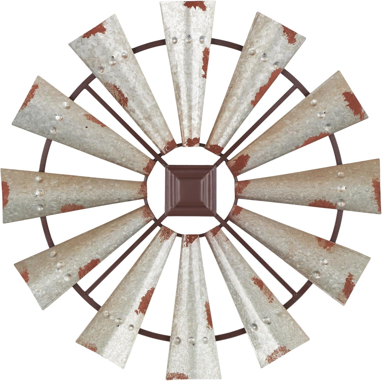 Millwood Pines Metal Indoor Outdoor Windmill Brown Wall Decor