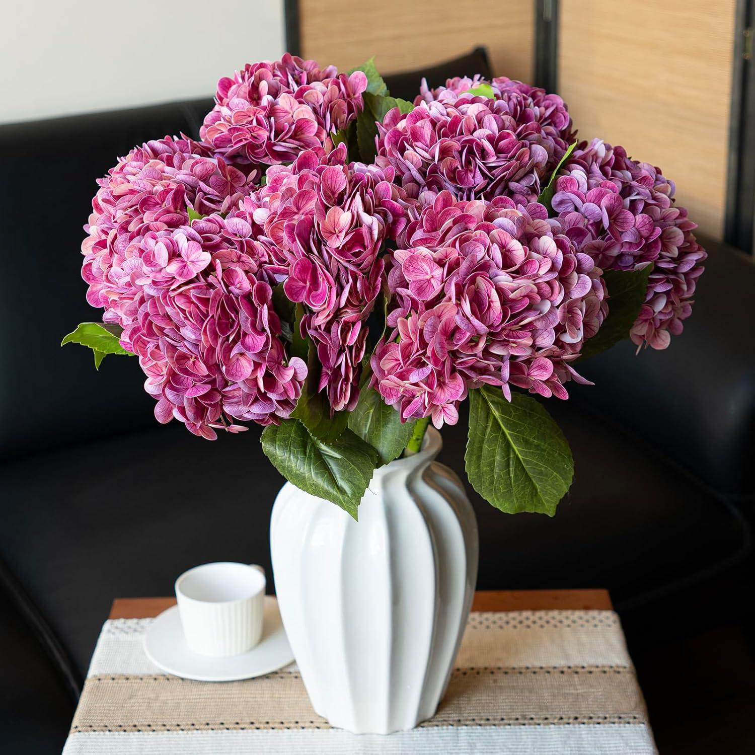 Real Touch Pink Artificial Hydrangea Bouquet for Office Decor