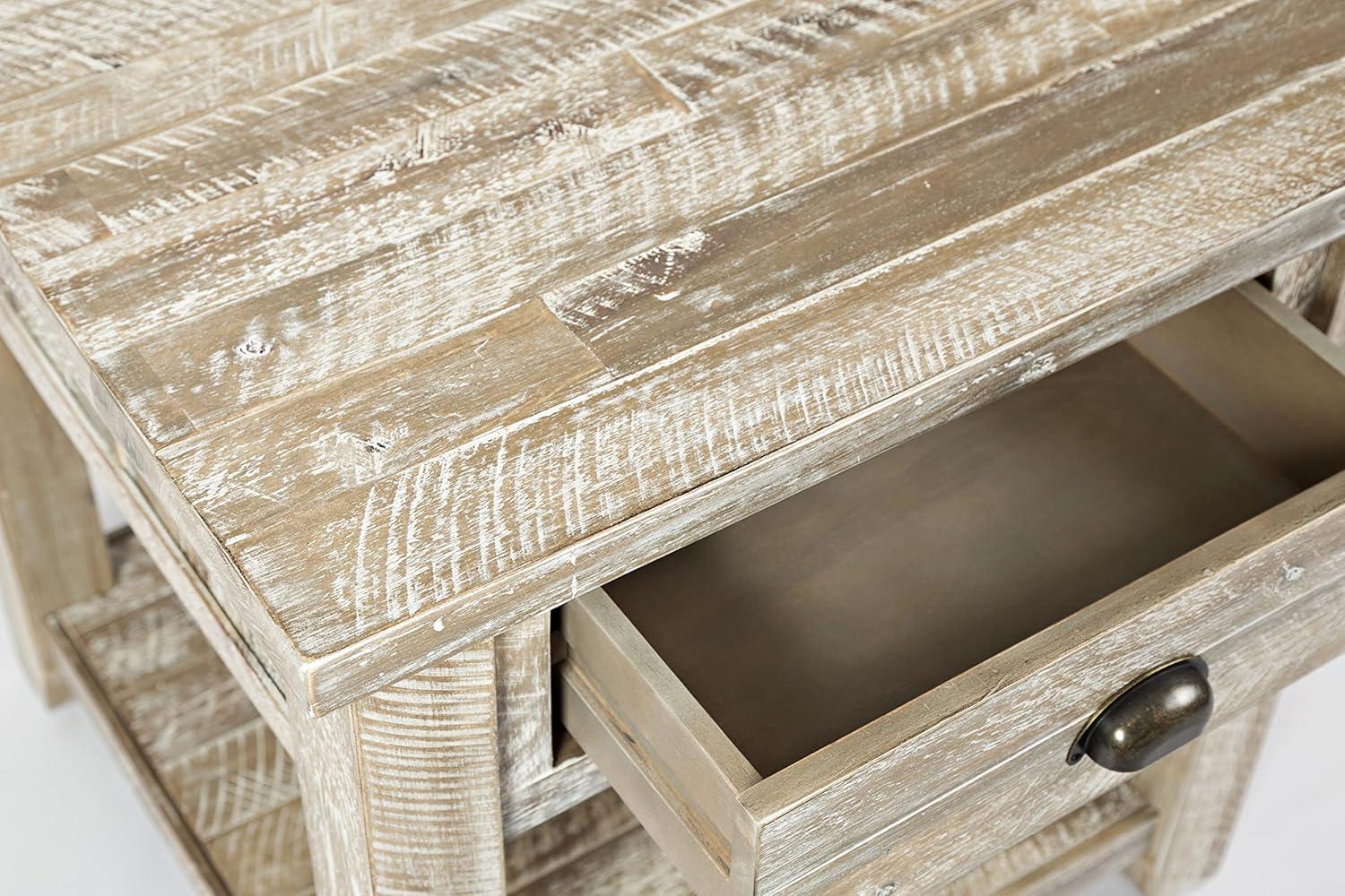 Jofran,Artisan's Craft Rustic Farmhouse Distressed Solid Wood End Table