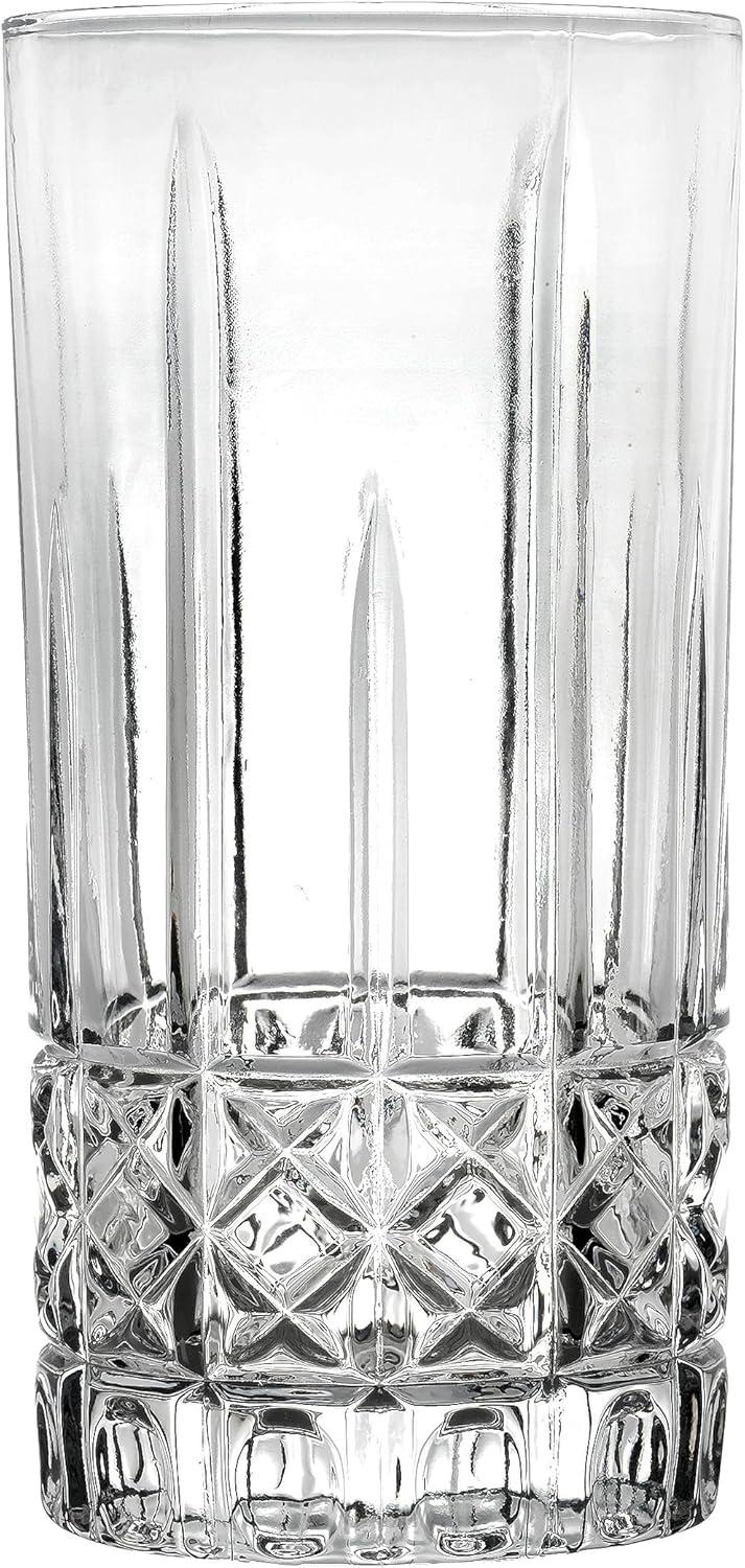 Lorren Home Trends Tall 12 Ounce Drinking Glass-Textured Cut Glass