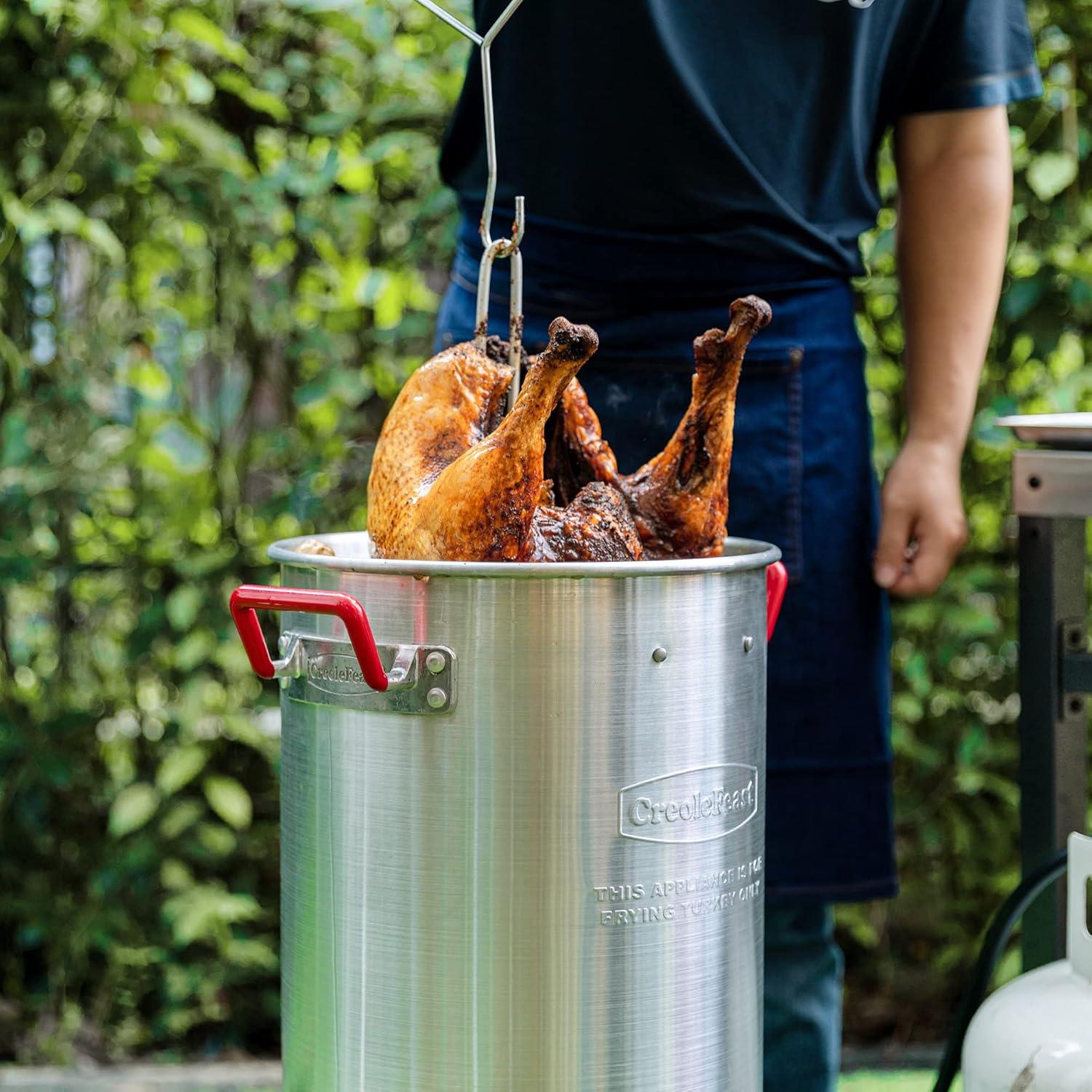 30 Qt Silver Aluminum Outdoor Turkey Fryer Kit with Accessories