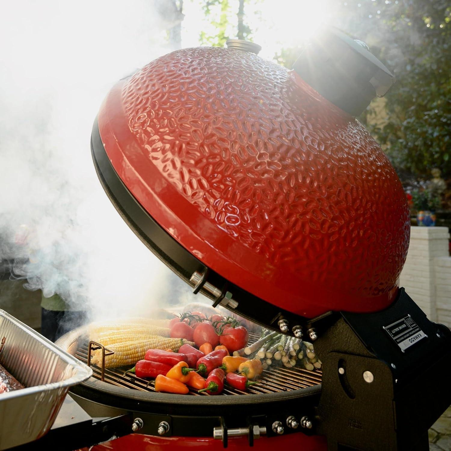 Big Joe™ II 24-inch Charcoal Grill in Red with Cart, Side Shelves, Grill Gripper, and Ash Tool