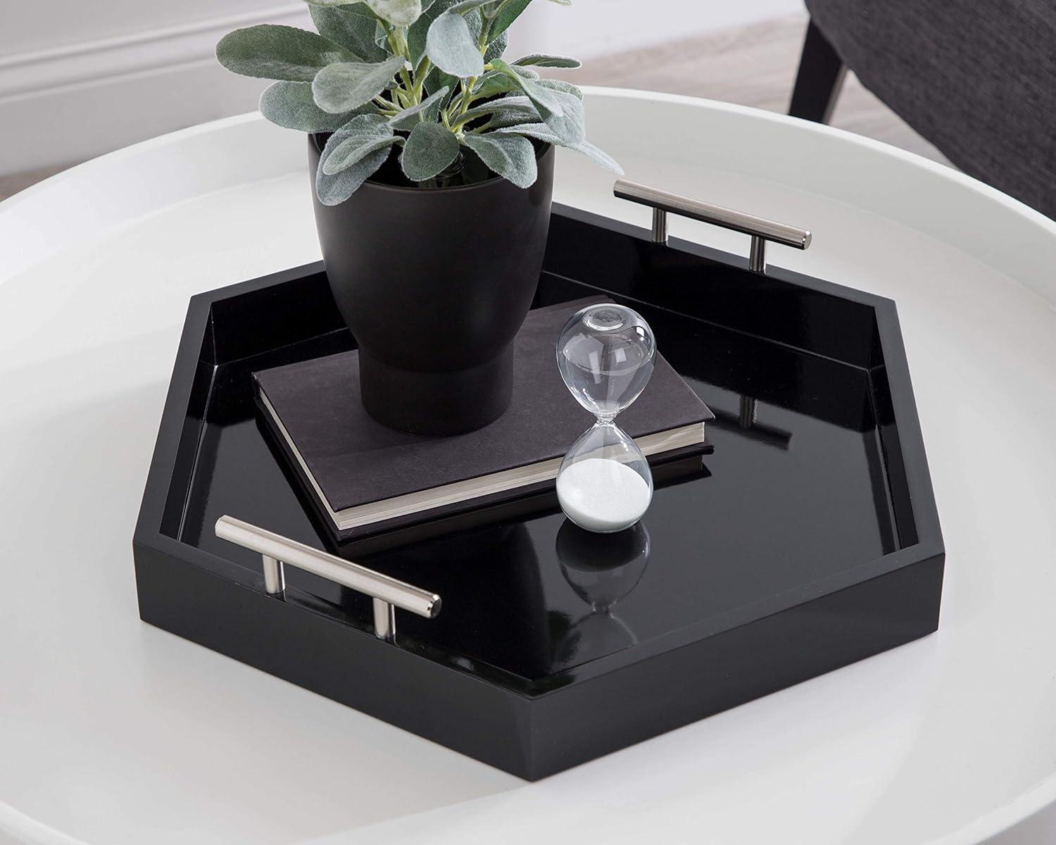 Kate and Laurel Lipton Tray, 18x18, Black and Silver