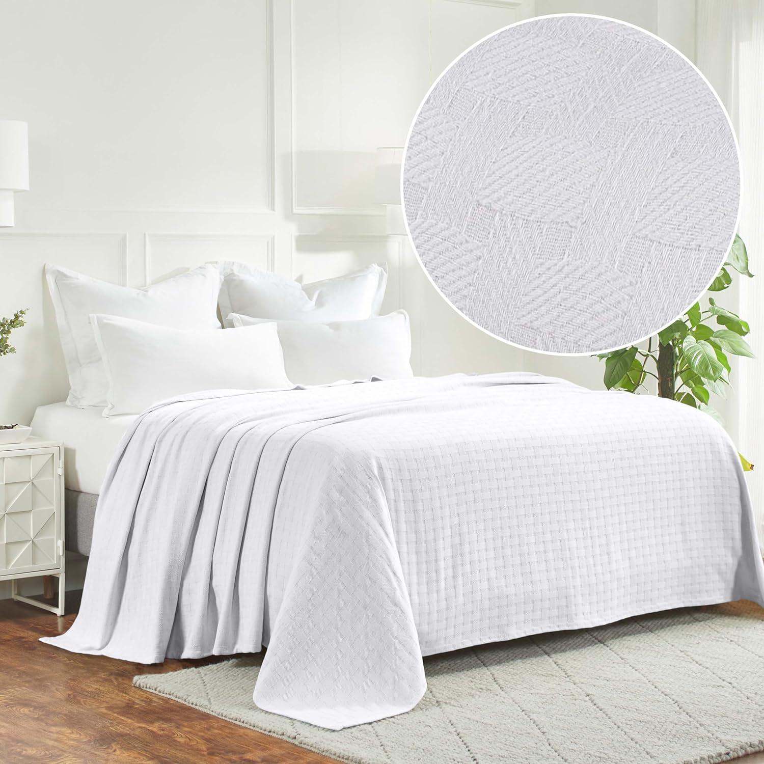 King White Cotton Reversible Electric Throw Blanket