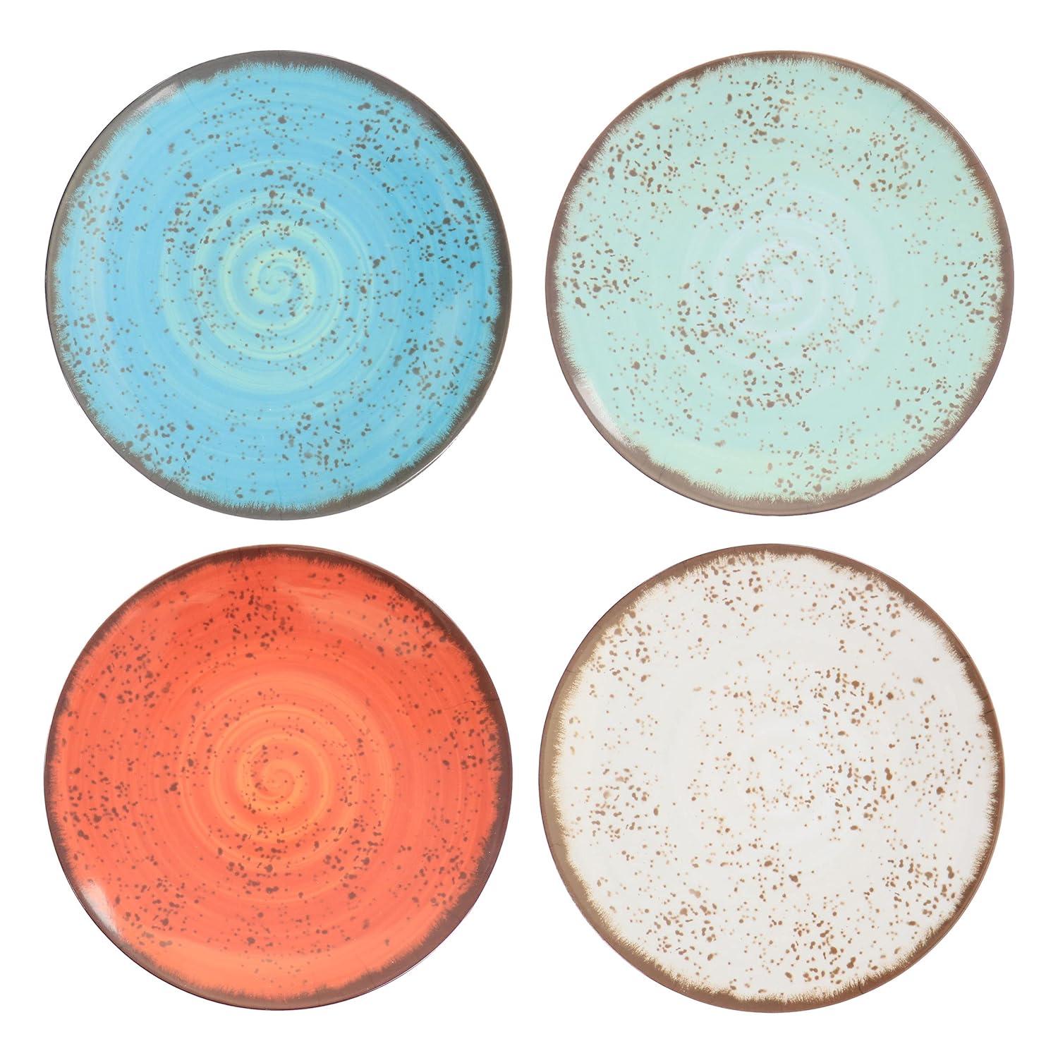 Elama Pryce 12 Piece Melamine Dinnerware Set is Assorted Colors