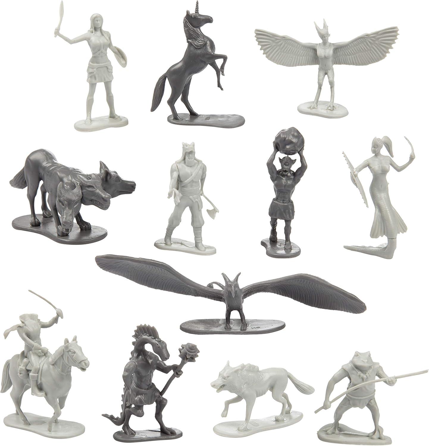SCS Direct Fantasy Creatures Mini Action Figure Playset - 56pc Toy Monster Miniatures w 12 Different Sculpts