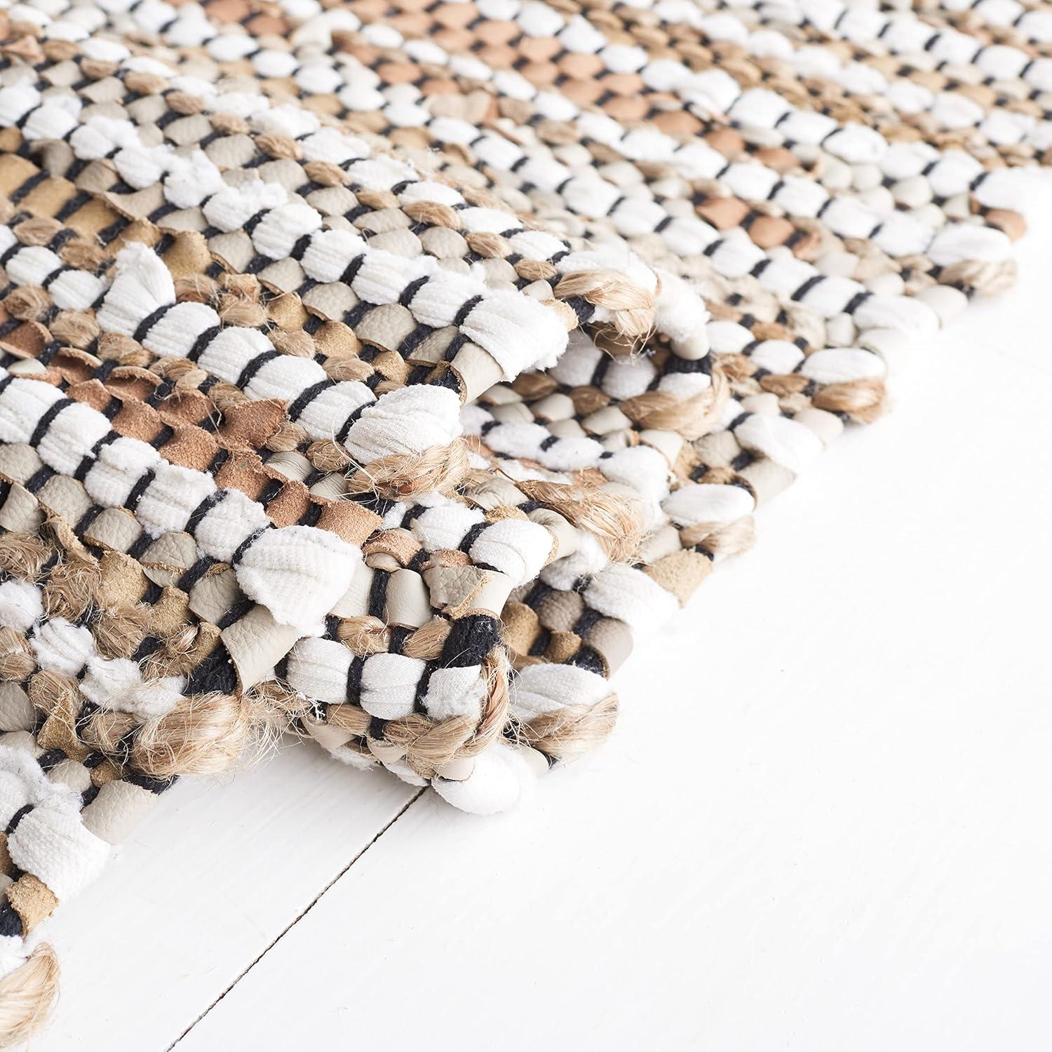 Vintage Leather VTL205 Hand Woven Area Rug - Beige/Ivory - 6'x6' - Safavieh.