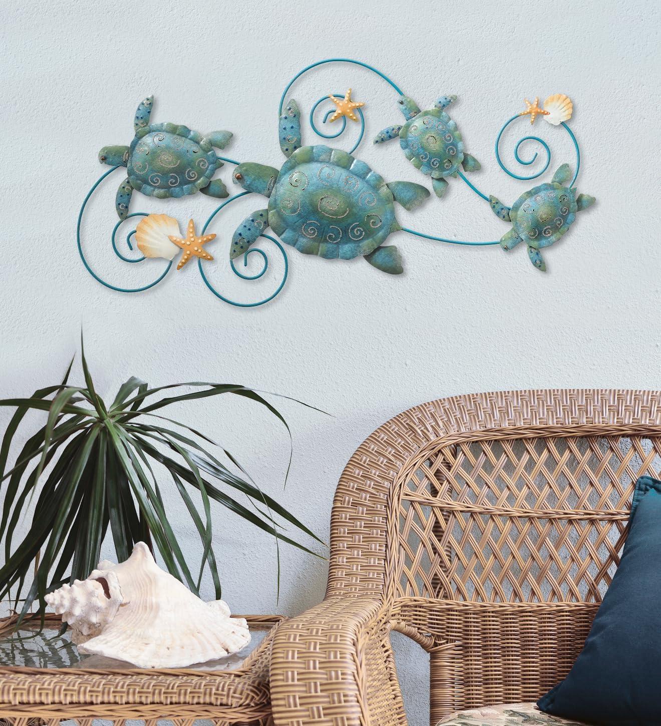 Regal Art & Gift Sea Turtle Wall Décor, Handcrafted Metal Ocean-Inspired Art, Weather-Resistant Coastal Decor for Indoor & Outdoor, Ideal for Living Room, Porch & Backyard, 31”L x 1.25”W x 14”H