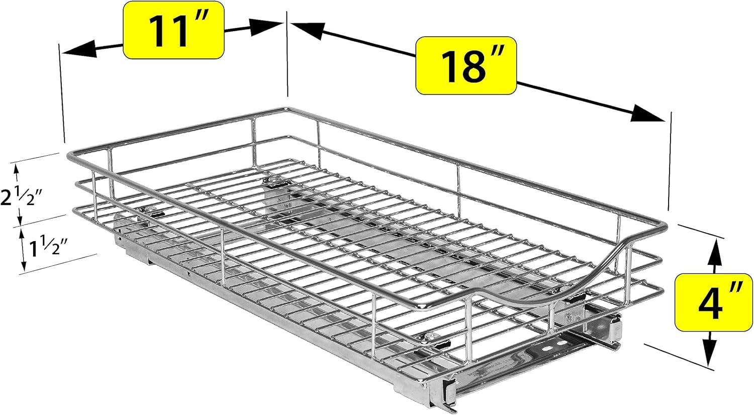 Chrome 11" x 18" Slide Out Cabinet Organizer