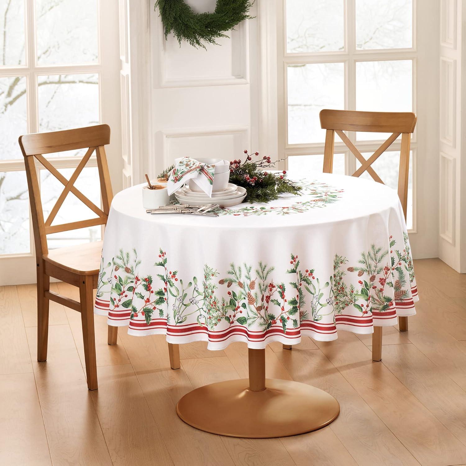 Elrene Winter Holiday Berry Tablecloth - Elrene Home Fashions