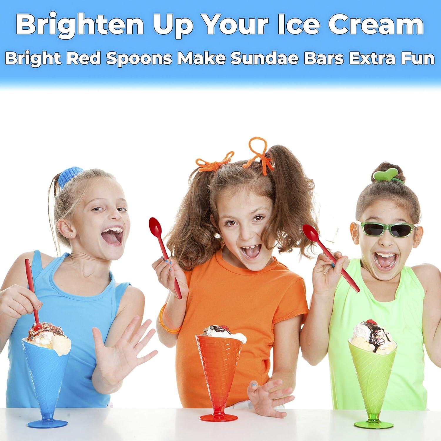 Avant Grub Extra Sturdy, Super Fun Red 8in Sundae Spoons 50ct