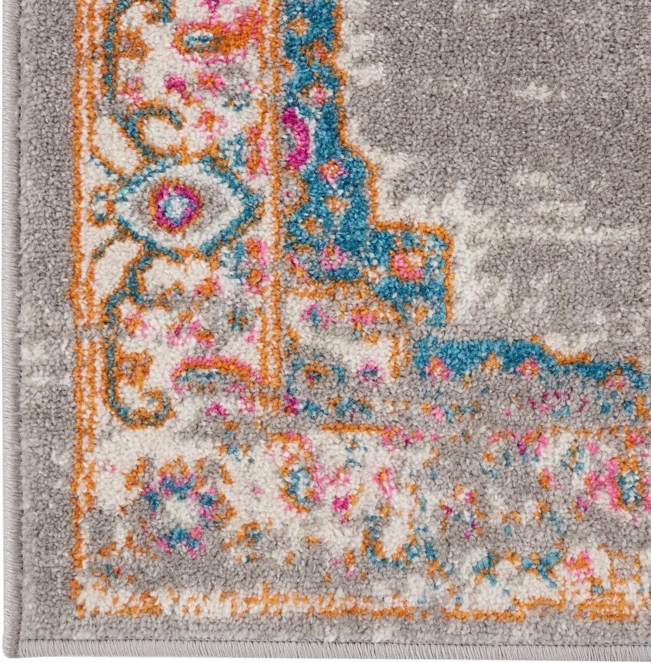 Bohemian Bliss Blue Geometric 9' x 12' Easy-Care Area Rug