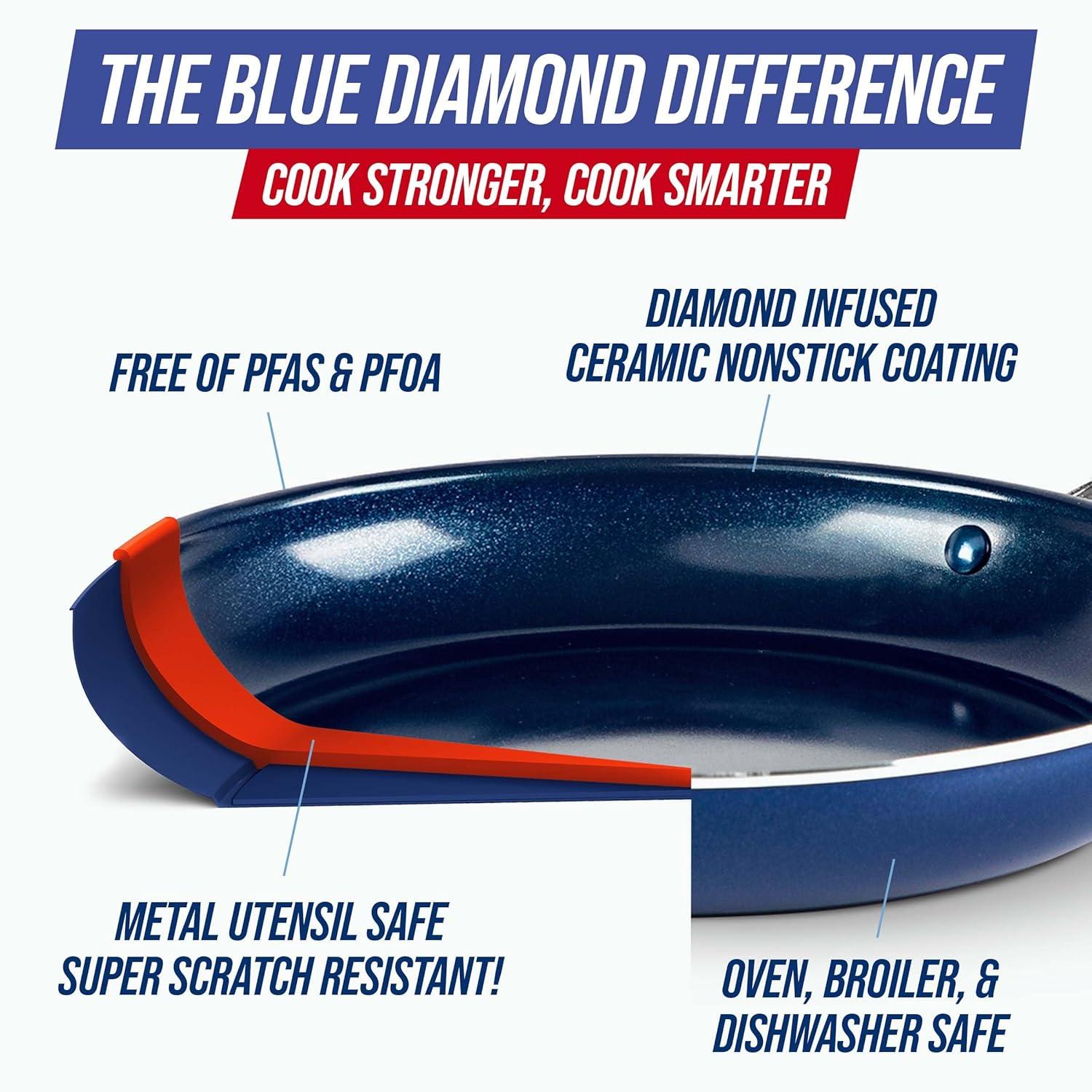 Blue Diamond Toxin-Free Ceramic Nonstick 2-Pack Frypan/Skillet Set, 9.5" and 11"