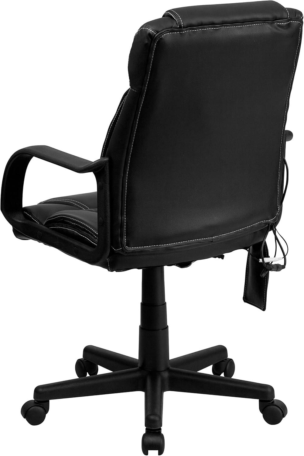 Ergonomic High-Back Black LeatherSoft Executive Swivel Chair with Massage Feature