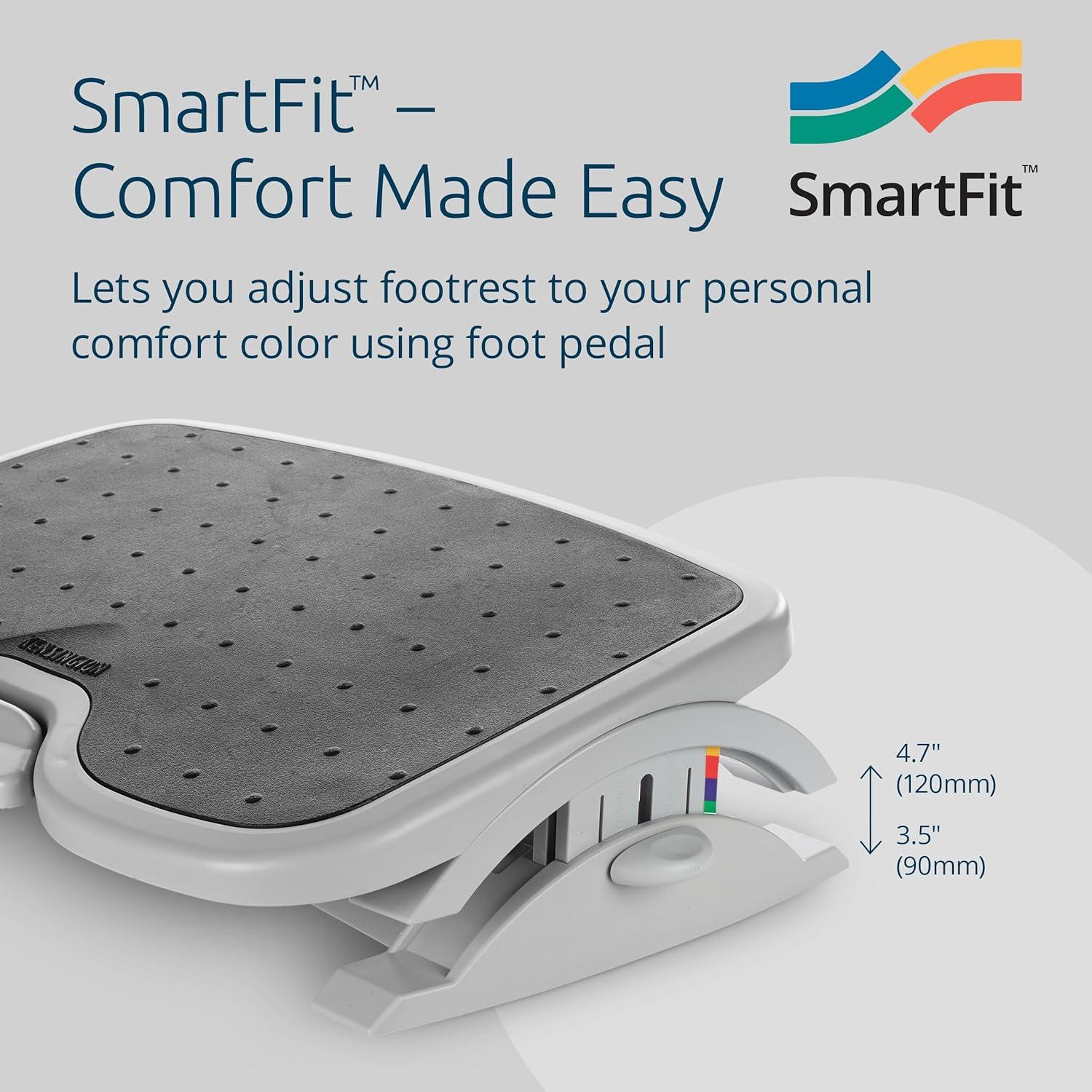 Gray Adjustable Ergonomic Footrest with Non-Slip Surface