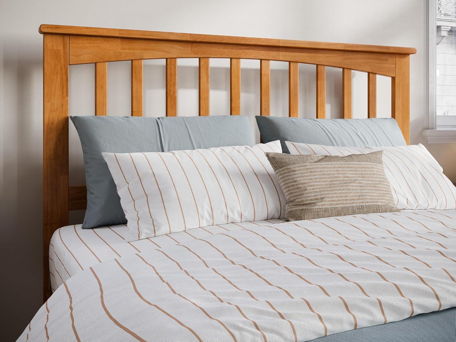AFI Furnishings Mission Full Solid Wood Headboard with Attachable Charger in Light Toffee