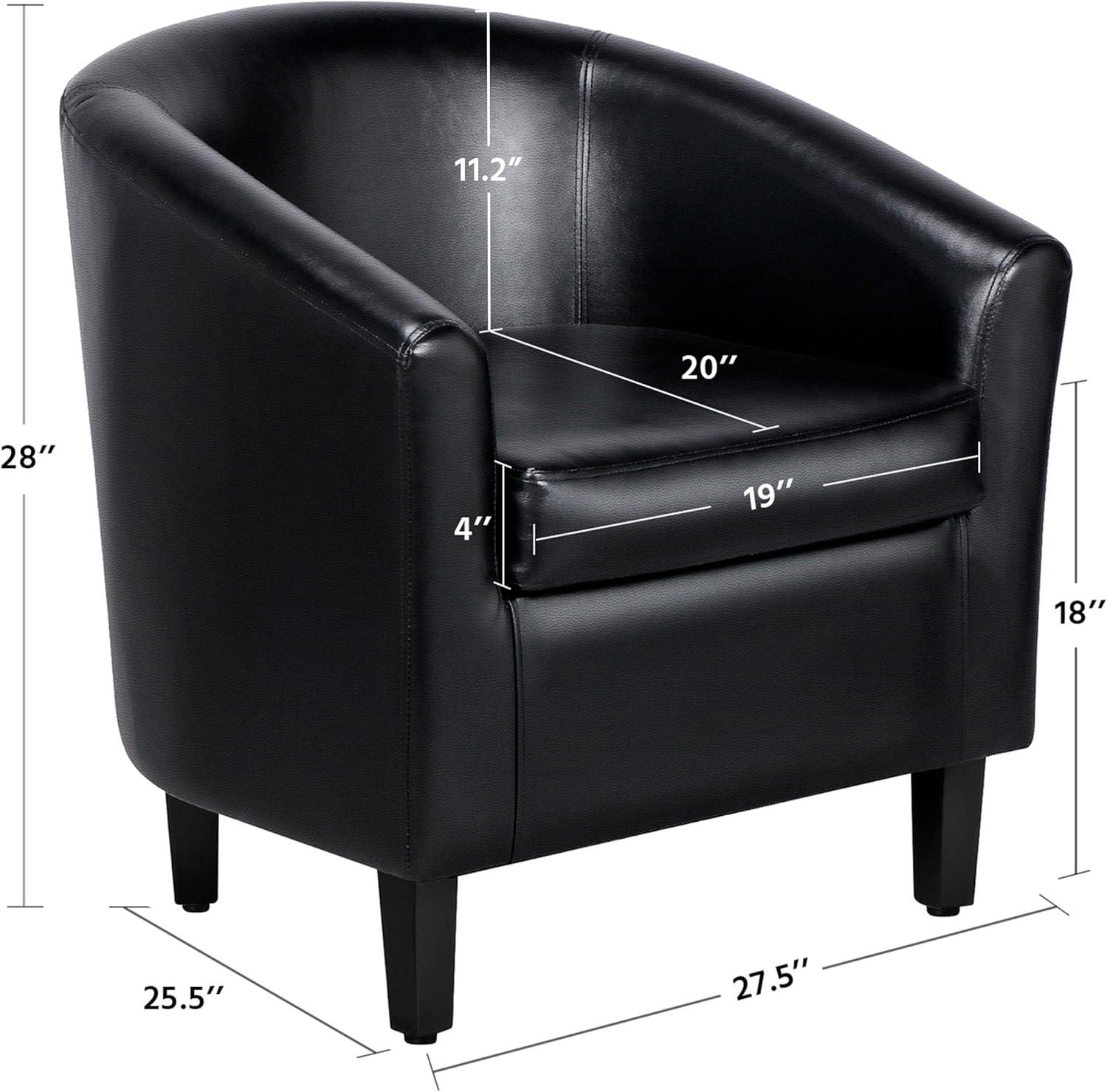 Yaheetech Faux Leather Accent Arm Chair For Living Room, Black